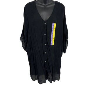 Hurley Black Women Cover Up Dress Size Extra Small XS Short Sleeve V-Neck New